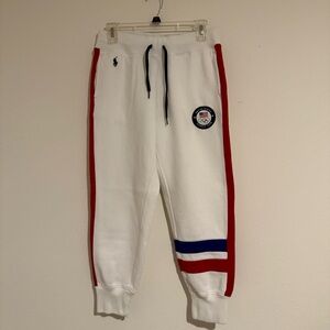 POLO Ralph Lauren Unisex Sweatpants Jogger Red White Blue Size Small Olympics